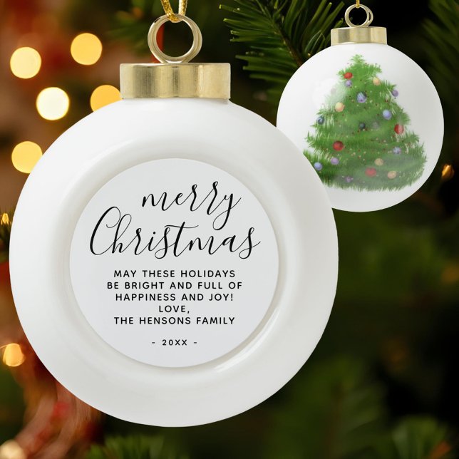 Boule En Céramique Joyeux Noël noir et blanc minimum (Créateur téléchargé)