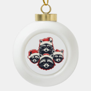 Boule En Céramique Joyeux Noël Raccoon pixel art