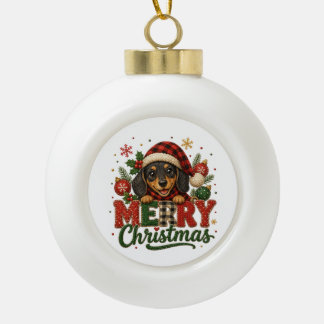 Boule En Céramique Joyeux Noël teckel mignon