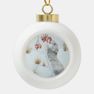 Boule En Céramique La faune de la scène des neiges de souris et de b