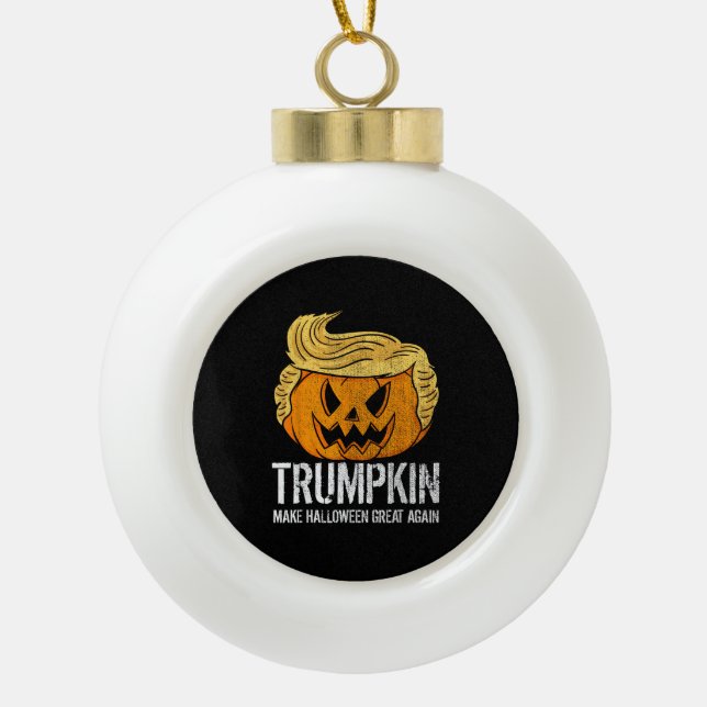 Boule En Céramique La grande Halloween de nouveau Donald Trumpkin Cit (Devant)