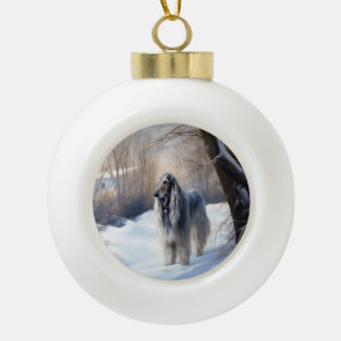 Boule En Céramique La Hanche Afghane Laisser Neige Noël