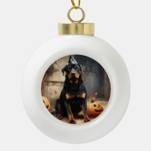 Boule En Céramique La peur de l'Halloween Citrouille de Rottweiler