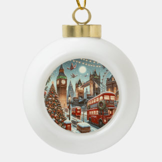 Boule En Céramique La splendeur festive de Londres - Carte de Noël vi