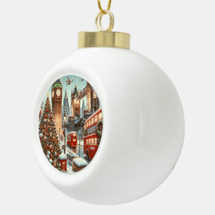 Boule En Céramique La splendeur festive de Londres - Carte de Noël vi