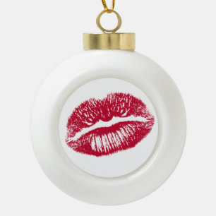 Boule En Céramique Le Baiser, Lèvres Rouges
