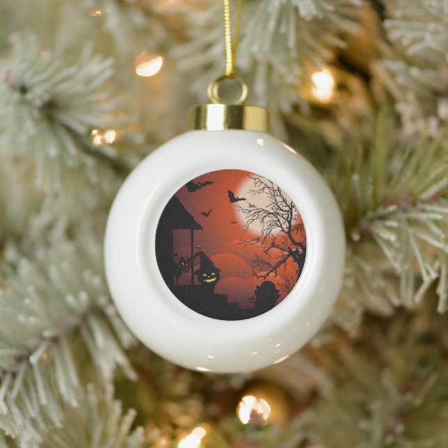 Boule En Céramique Le cauchemar de la lune sanglante d'Halloween (Arbre)