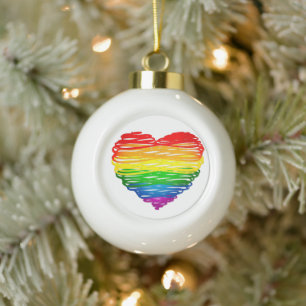 Boule En Céramique Le cœur arc-en-ciel de SlipperyJoe griffonné tourb