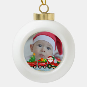Boule En Céramique Le Père Noël en train de recevoir des cadeaux et u