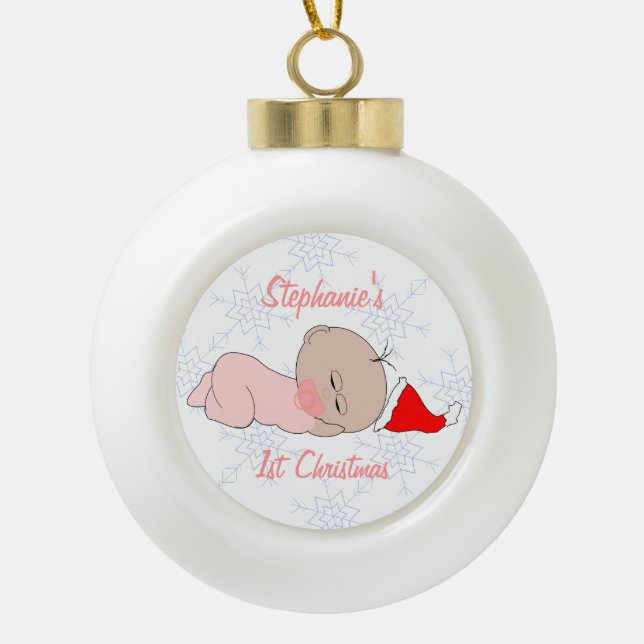 Boule En Céramique Le premier Noël de bébés ajoutent juste le texte (Devant)