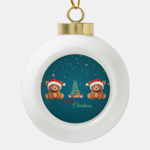 Boule En Céramique Les animaux mignons hiver Ours Père Noël arbre de 