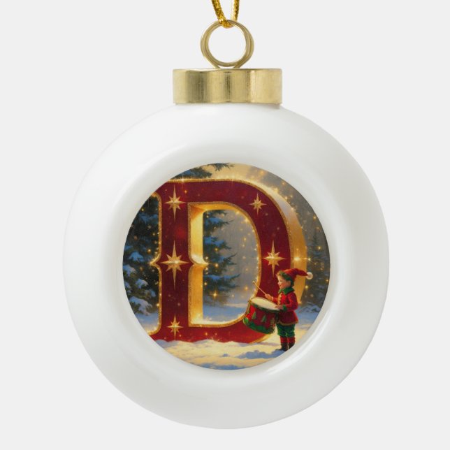 Boule En Céramique Letter D Christmas Drummer Personalized Initial (Devant)