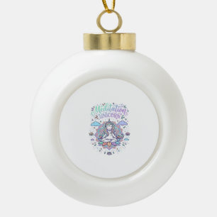Boule En Céramique Licorne Méditation Licorne Fond Blanc Vecteur