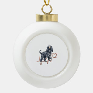 Boule En Céramique Ligne de battement de coeur de chien Afghan Hound 