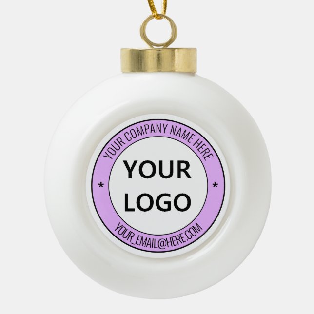Boule En Céramique Logo personnalisé Texte de l'ornement de Noël (Devant)