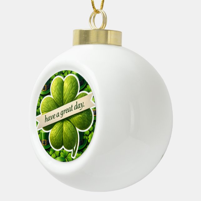 Boule En Céramique Lucky four leaf clover Saint Patrick's Day Patrick (Droite)