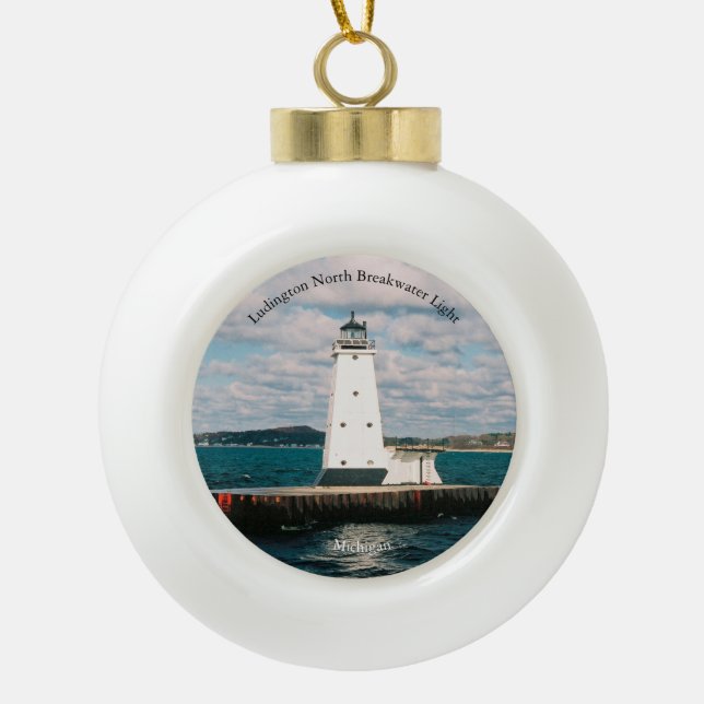 Boule En Céramique Ludington North Breakwater Light orament (Devant)