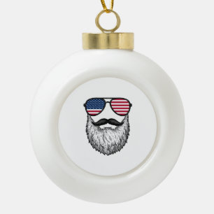 Boule En Céramique Lunettes de soleil barbe patriotique vintage T-shi
