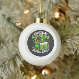 Boule En Céramique Lutin irlandais de la Saint-Patrick enclin aux far