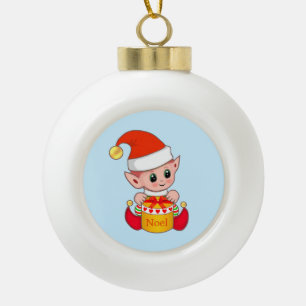 Boule En Céramique Lutine de Noël mignonne