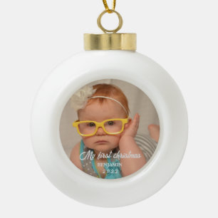 Boule En Céramique Ma première photo bébé de Noël