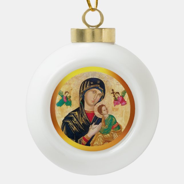 Boule En Céramique Madonna et Noël de l'enfant (Devant)
