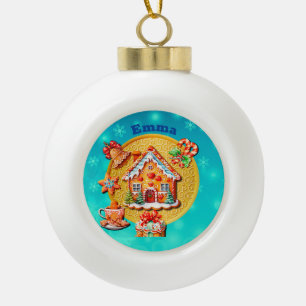 Boule En Céramique Maison de bonbons en pain d'épices de Noël et Nouv