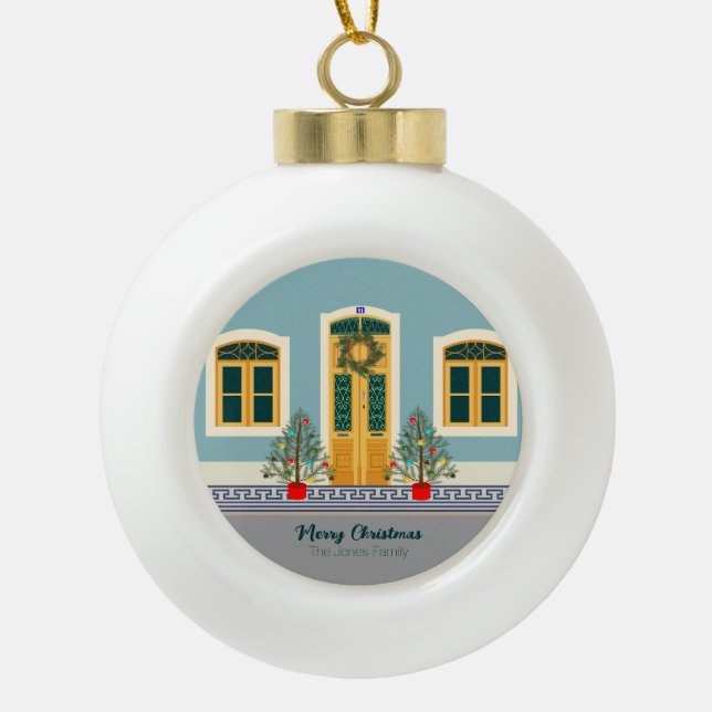 Boule En Céramique Maison de fête portugaise de Noël (Devant)