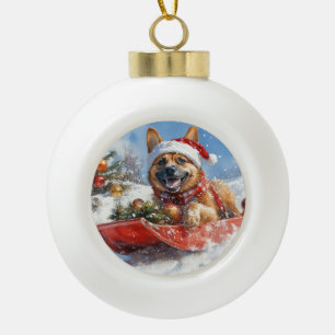 Boule En Céramique Malinoi belge dans la boue Laisser neiger Noël