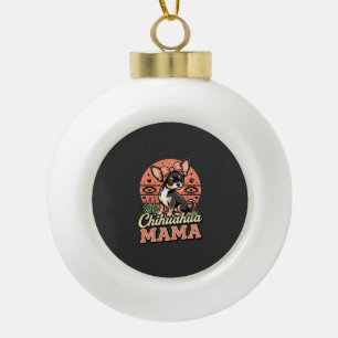 Boule En Céramique Maman Chihuahua adorable noeud maman chien