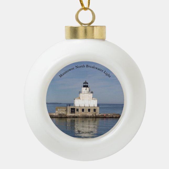 Boule En Céramique Manitowoc North Breakwater Light orament (Devant)