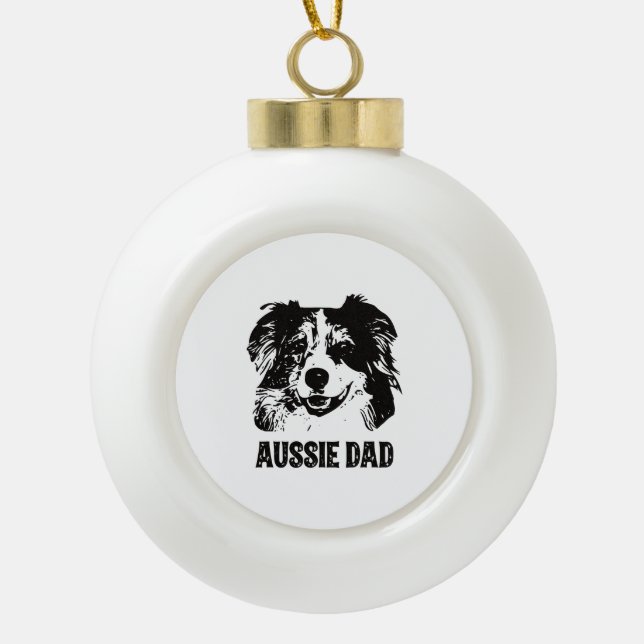 Boule En Céramique Mens Aussie Papa - Australian Shepherd Chien Papa (Devant)