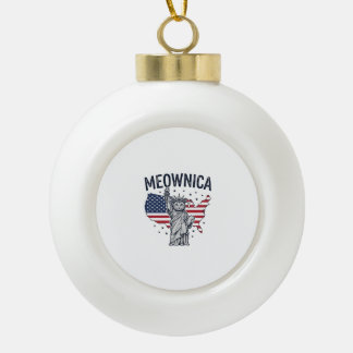 Boule En Céramique Meownica Chat Patriotique Design Vectoriel Vintage
