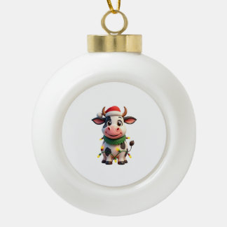 Boule En Céramique Merry Christmas Cow Santa Christmas Lights Cow Xma