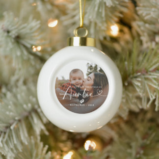 Boule En Céramique Modern Elegant First Christmas As Auntie Photo