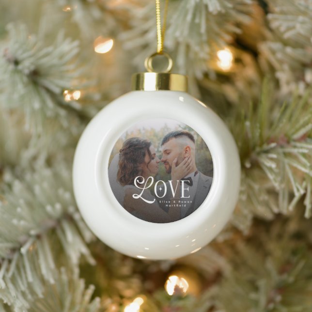 Boule En Céramique Modern Love Custom Wedding Photo Couples (Arbre)