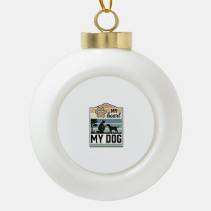 Boule En Céramique Mon cœur Mon chien Gravure vintage Design pour ama