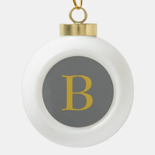 Boule En Céramique Monogramme couleur or gris moderne Nom initial