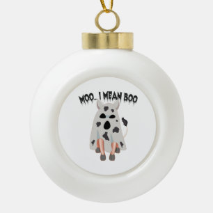 Boule En Céramique Moo Je Veux Dire Boo Drôle Halloween Kawaii Cow Gh
