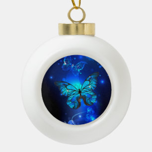Boule En Céramique Morpho Butterfly in the Dark Background