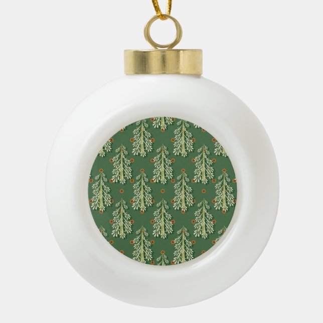 Boule En Céramique Motif d'illustration des arbres de Noël (Devant)