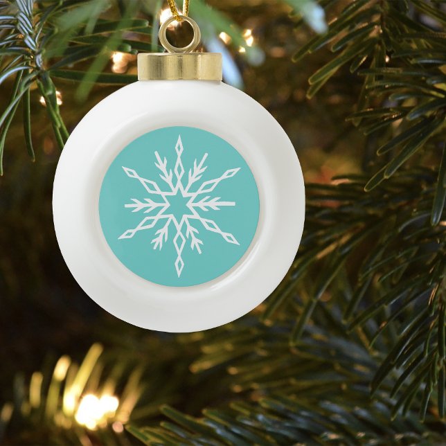 Boule En Céramique Motif Flocons de Neige Bleu Turquoise Doux Gel Hiv (Créateur téléchargé)