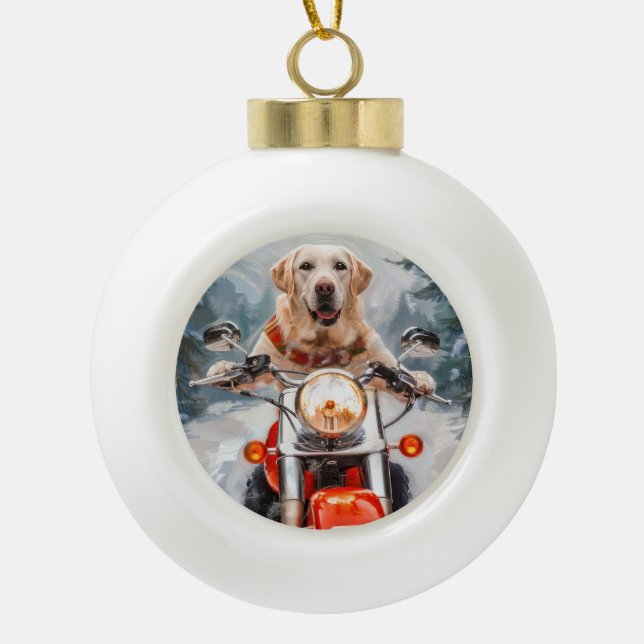 Boule En Céramique Moto à chiens Labrador Noël (Devant)