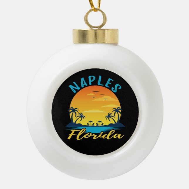 Boule En Céramique Naples Florida Palm Trees Beach (Devant)
