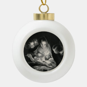 Boule En Céramique Nativité Bébé Jésus Vierge Marie Anges Noël