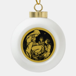 Boule En Céramique Nativité de Noël vintage 1915