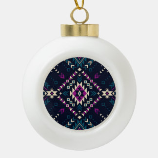 Boule En Céramique Navajo tribal foncé, géométrique vintage.
