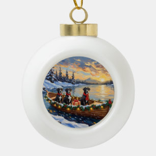 Boule En Céramique Noël Bateau de Noël Grand Danois