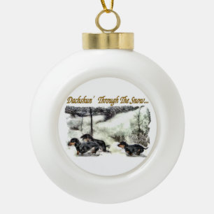 Boule En Céramique Noël Dachshund