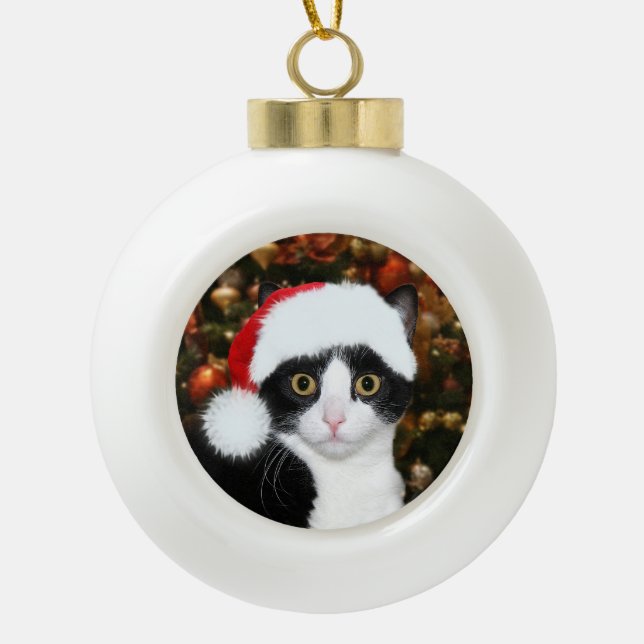 Boule En Céramique Noël de chat de smoking (Devant)